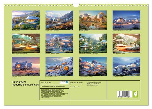 Produktbild: Futuristische moderne Behausungen (Wandkalender 2026 DIN A3 quer), CALVENDO Monatskalender