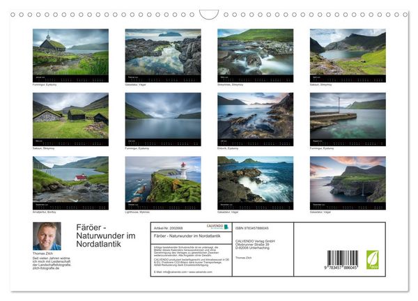 Produktbild: F&auml;r&ouml;er - Naturwunder im Nordatlantik (Wandkalender 2026 DIN A3 quer), CALVENDO Monatskalender