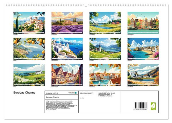 Produktbild: Europas Charme (hochwertiger Premium Wandkalender 2026 DIN A2 quer), Kunstdruck in Hochglanz