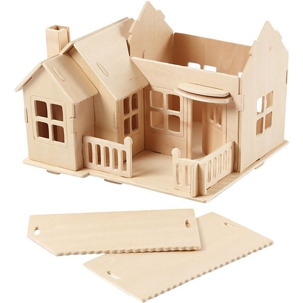 Produktbild: Creativ Company 3D-Figuren zum Zusammensetzen, Haus mit Terrasse, Gr&ouml;&szlig;e 19x17,5x15, 1 Stk