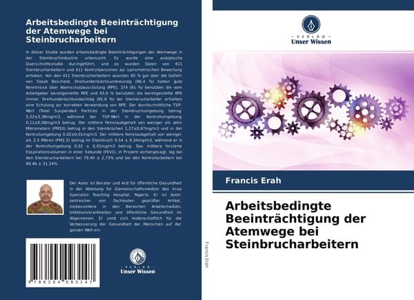 Produktbild: Arbeitsbedingte Beeintr&auml;chtigung der Atemwege bei Steinbrucharbeitern
