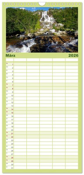 Produktbild: Familienplaner 2026 - Norwegen PUR mit 5 Spalten (Wandkalender, 21 x 45 cm) CALVENDO
