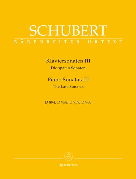 Produktbild: Klaviersonaten III D 894, 958, 959, 960, Spielpartitur, Sammelband, Urtextausgabe