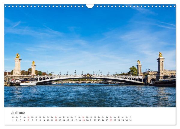 Produktbild: Unterwegs in der franz&ouml;sischen Hauptstadt Paris (Wandkalender 2026 DIN A3 quer), CALVENDO Monatskalender