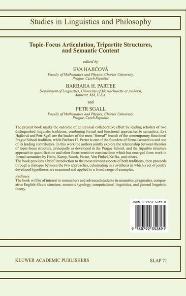 Produktbild: Topic-Focus Articulation, Tripartite Structures, and Semantic Content