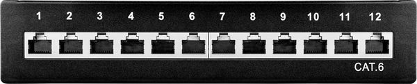 Produktbild: Renkforce 12 Port Netzwerk-Patchbox CAT 6 1 HE Best&uuml;ckt