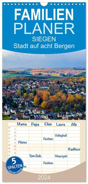 Produktbild: Familienplaner 2026 - SIEGEN Stadt auf acht Bergen mit 5 Spalten (Wandkalender, 21 x 45 cm) CALVENDO