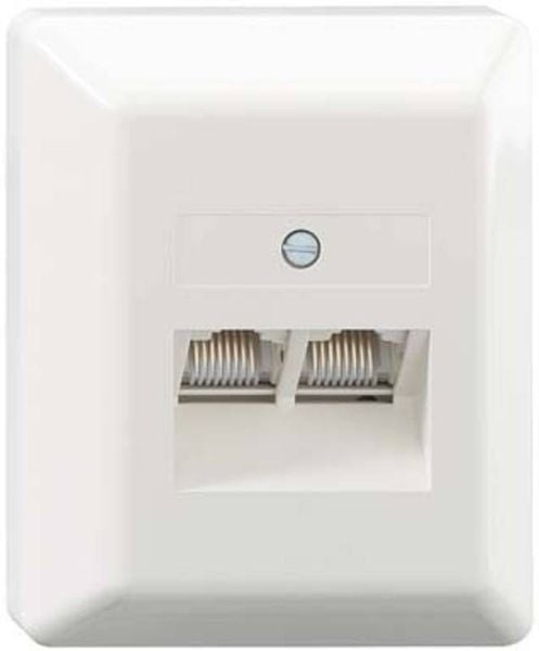 Produktbild: Rutenbeck UAE 2x8(8) Ap rw Netzwerkdose Aufputz Einsatz mit Zentralplatte und Rahmen CAT 3 Reinwei&szlig;