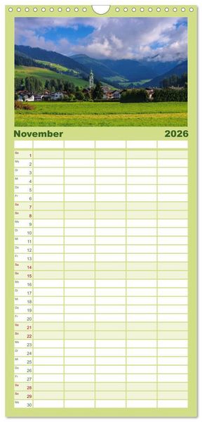 Produktbild: Familienplaner 2026 - Pustertal - Das gr&uuml;ne Tal S&uuml;dtirols mit 5 Spalten (Wandkalender, 21 x 45 cm) CALVENDO