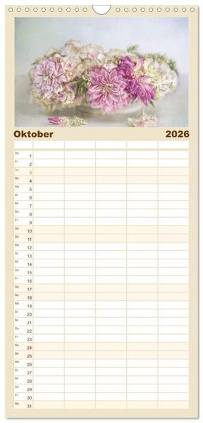 Produktbild: Familienplaner 2026 - Kleine Bl&uuml;tenwunder mit 5 Spalten (Wandkalender, 21 x 45 cm) CALVENDO