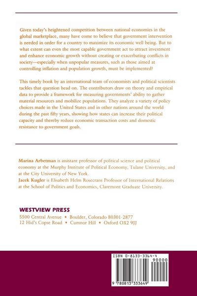 Produktbild: Political Capacity And Economic Behavior