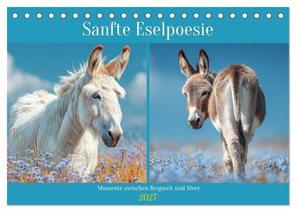 Produktbild: Sanfte Eselpoesie. Momente zwischen Bergwelt und Meer (Tischkalender 2027 DIN A5 quer), CALVENDO Monatskalender