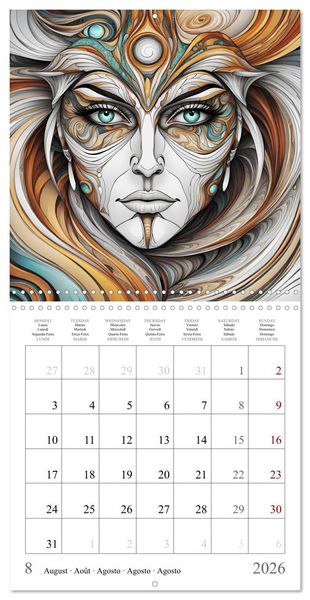Produktbild: Univers Enchanteresses (Calendrier mural carr&eacute; 2026 30x30 cm) Calendrier double avec une page pour vos prises de notes