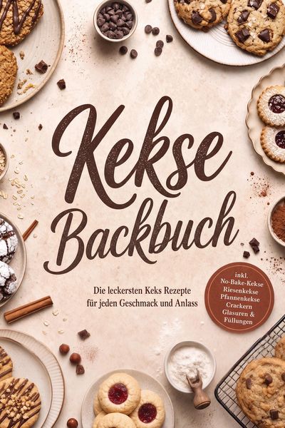 Produktbild: Kekse Backbuch: Die leckersten Keks Rezepte f&uuml;r jeden Geschmack und Anlass - inkl. No-Bake-Kekse, Riesenkekse, Pfannenkekse, Crackern, Glasuren & F&uuml;ll