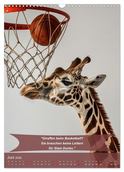 Produktbild: Der tierisch lustige Basketball-Kalender (Wandkalender 2026 DIN A3 hoch), CALVENDO Monatskalender