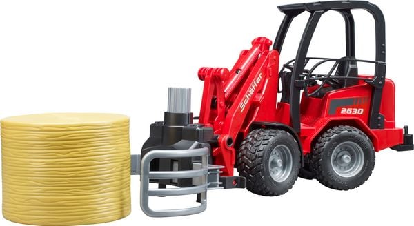 Produktbild: bruder 02192 Sch&auml;ffer Hoflader 2630 mit Ballengreifzange + Rundballen