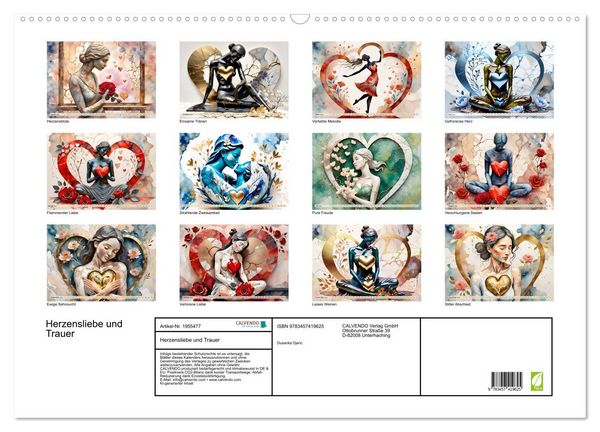 Produktbild: Herzensliebe und Trauer (Wandkalender 2026 DIN A2 quer), CALVENDO Monatskalender
