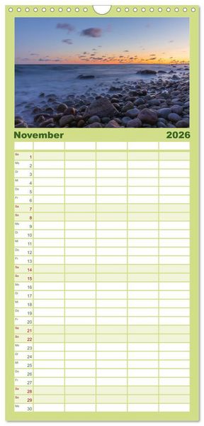 Produktbild: Familienplaner 2026 - Nat&uuml;rliches R&uuml;gen und Hiddensee mit 5 Spalten (Wandkalender, 21 x 45 cm) CALVENDO