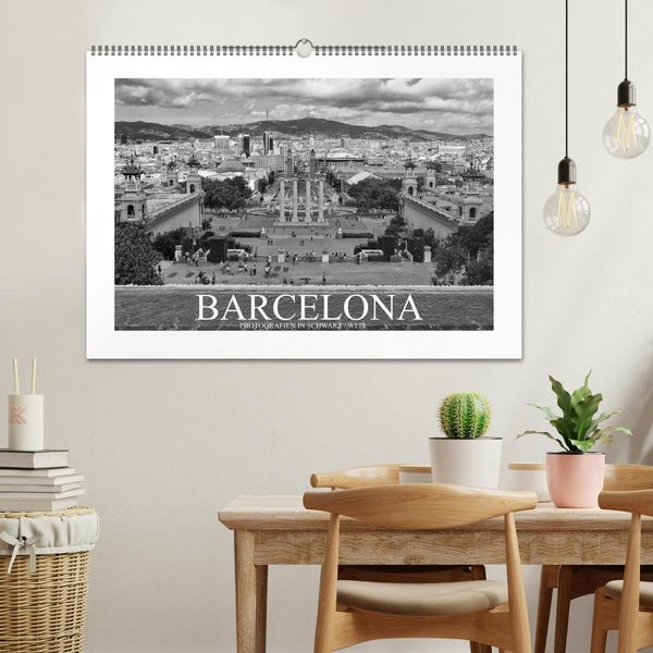 Produktbild: Barcelona Photografien in Schwarz / Wei&szlig; (Wandkalender 2026 DIN A2 quer), CALVENDO Monatskalender