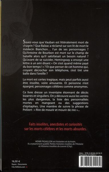 Produktbild: Histoires insolites des morts c&eacute;l&egrave;bres et absurdes