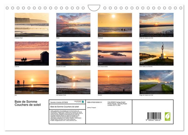 Produktbild: Baie de Somme Couchers de soleil (Calendrier mural 2026 DIN A4 vertical), CALVENDO calendrier mensuel