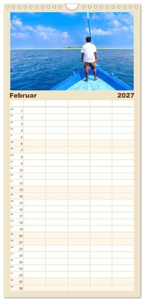 Produktbild: Familienplaner 2027 - Malediven, Perle im Indischen Ozean mit 5 Spalten (Wandkalender, 21 x 45 cm) CALVENDO