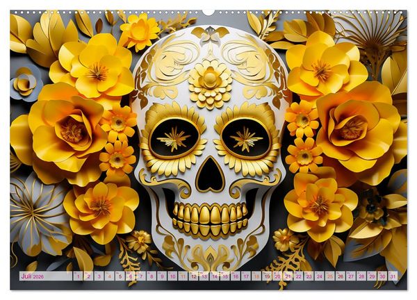 Produktbild: Skull Flower - Totenkopf ART (hochwertiger Premium Wandkalender 2026 DIN A2 quer), Kunstdruck in Hochglanz
