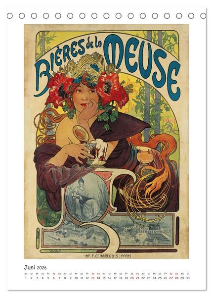 Produktbild: Alfons Mucha - Eine Hommage in zw&ouml;lf Monaten (Tischkalender 2026 DIN A5 hoch), CALVENDO Monatskalender