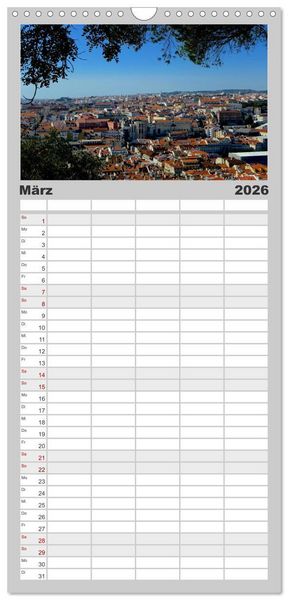 Produktbild: Familienplaner 2026 - Lissabon Stadtansichten 2026 mit 5 Spalten (Wandkalender, 21 x 45 cm) CALVENDO