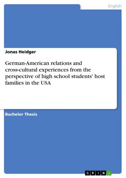 Produktbild: German-American relations and cross-cultural experiences from the perspective of high school students' host families in the USA