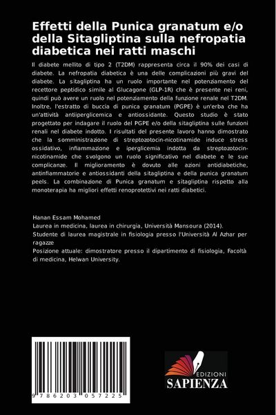 Produktbild: Effetti della Punica granatum e/o della Sitagliptina sulla nefropatia diabetica nei ratti maschi