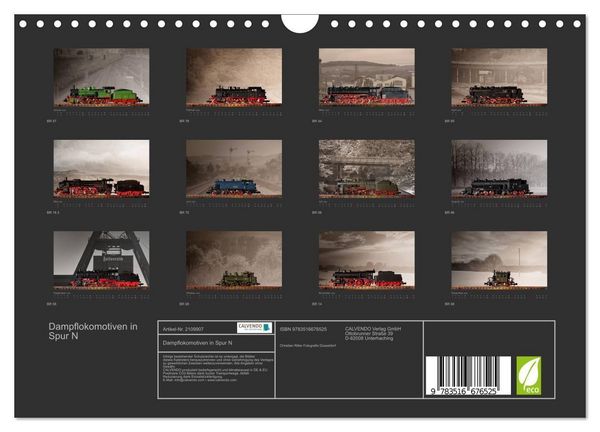 Produktbild: Dampflokomotiven in Spur N (Wandkalender 2026 DIN A4 quer), CALVENDO Monatskalender