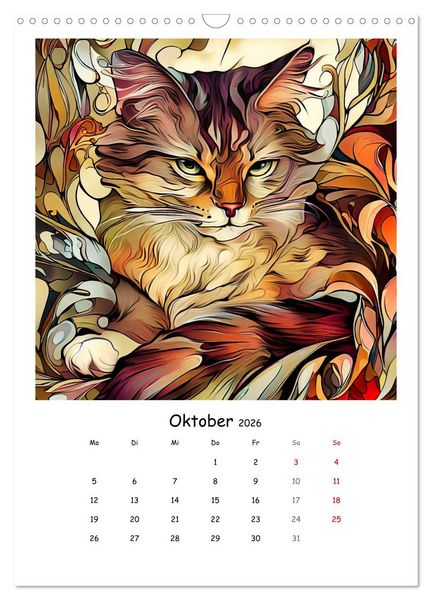 Produktbild: Jugendstil Katzen (Wandkalender 2026 DIN A3 hoch), CALVENDO Monatskalender