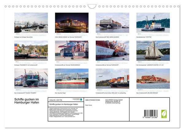 Produktbild: Schiffe gucken im Hamburger Hafen (Wandkalender 2027 DIN A3 quer), CALVENDO Monatskalender