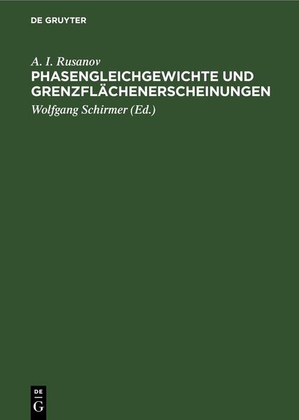 Produktbild: Phasengleichgewichte und Grenzfl&auml;chenerscheinungen