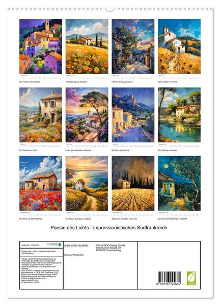 Produktbild: Poesie des Lichts - impressionistisches S&uuml;dfrankreich (hochwertiger Premium Wandkalender 2026 DIN A2 hoch), Kunstdruck in Hochglanz