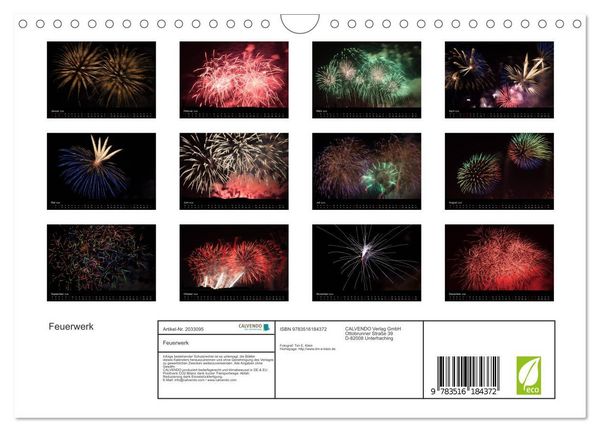Produktbild: Feuerwerk (Wandkalender 2026 DIN A4 quer), CALVENDO Monatskalender