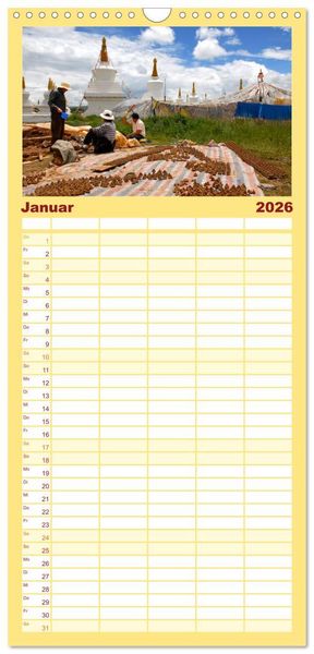 Produktbild: Familienplaner 2026 - Tibet bewegt mit 5 Spalten (Wandkalender, 21 x 45 cm) CALVENDO