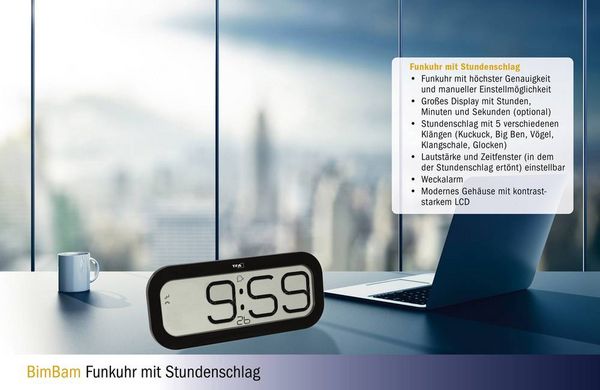 Produktbild: TFA Dostmann 60.4514.01 Funk Wanduhr 2.8mm x 32.1mm x 14mm Schwarz