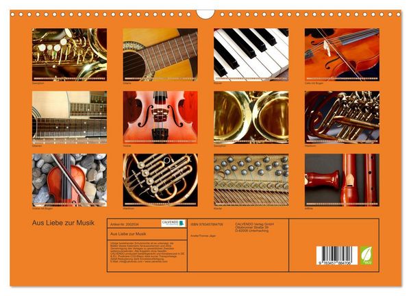 Produktbild: Aus Liebe zur Musik (Wandkalender 2026 DIN A3 quer), CALVENDO Monatskalender