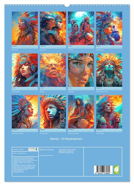 Produktbild: Manitu - KI-Illustrationen (hochwertiger Premium Wandkalender 2026 DIN A2 hoch), Kunstdruck in Hochglanz
