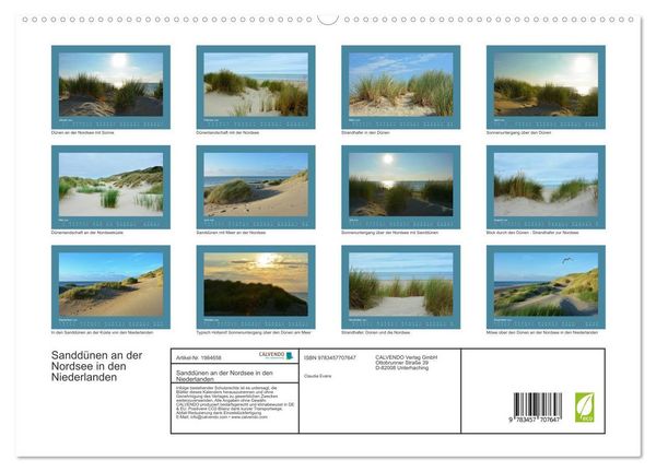 Produktbild: Sandd&uuml;nen an der Nordsee in den Niederlanden (hochwertiger Premium Wandkalender 2026 DIN A2 quer), Kunstdruck in Hochglanz