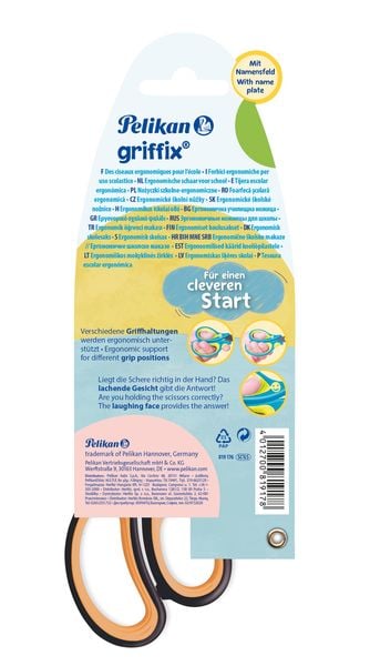 Pelikan Schere griffix® Schulschere spitz für Linkshänder, NeonBlack