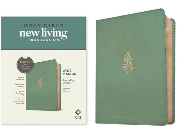 NLT Wide Margin Bible, Filament Enabled (Leatherlike, Sage Green Palm, Red Letter), Gebundene Ausgabe von New Living Translation, Tyndale House