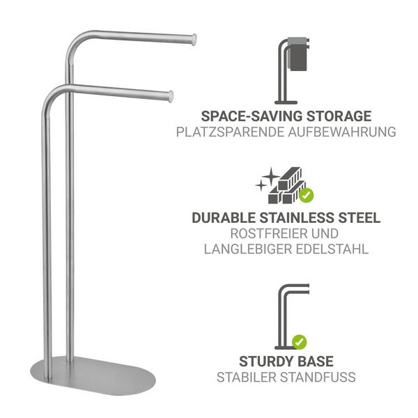 Produktbild: Handtuchst&auml;nder Mod. Levante, satiniert, Edelstahl, 30x79x17 cm, platzsparend und modern designt