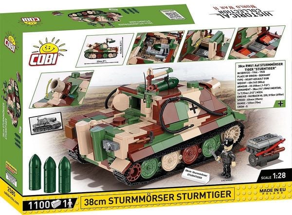 Produktbild: COBI Historical Collection 2585 - Sturmm&ouml;rser Sturmtiger 38cm, Panzer, WWII, 1:28 Bausatz, 1100 Klemmbausteine, 1 x Spielfigur