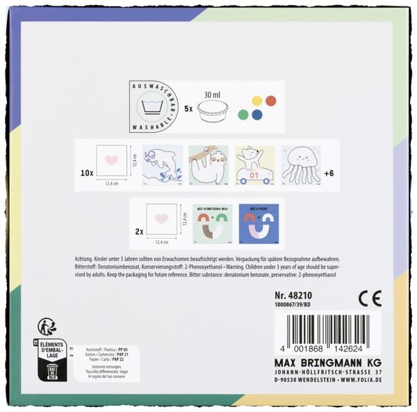 Produktbild: FOLIA Bastelartikel Fingerfarben Set HAPPY SAFARI