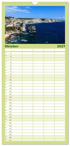 Produktbild: Familienplaner 2027 - Korsika - raue Sch&ouml;nheit mit 5 Spalten (Wandkalender, 21 x 45 cm) CALVENDO