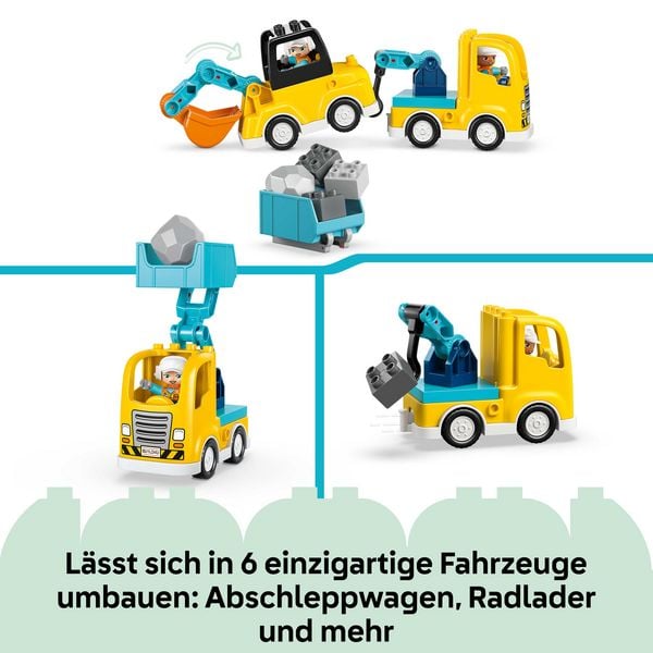 Produktbild: LEGO DUPLO Town 10475 Baufahrzeuge &ndash; 3-in-1-Set, Lernspielzeug 2 Jahre