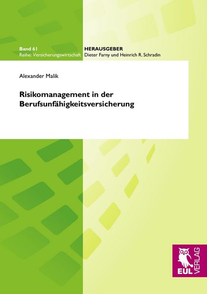 Produktbild: Risikomanagement in der Berufsunf&auml;higkeitsversicherung